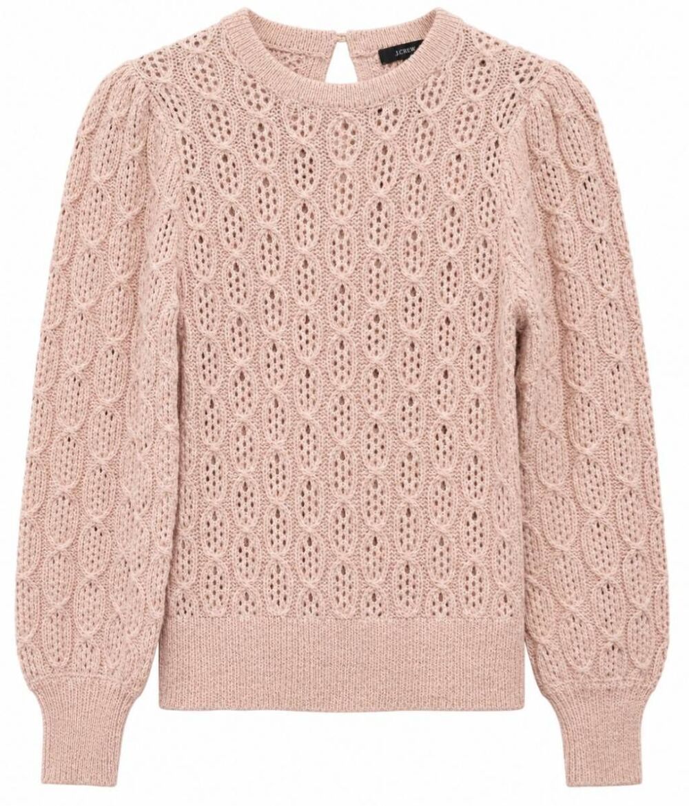 J.crew womens small alpaca wool sweater peach pink puffer sleeve